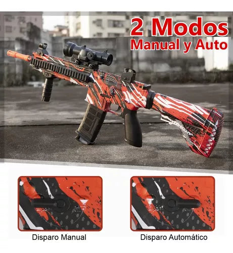 Rifle M416 realista de Hidrogel con Mirador telescópico y silenciador🎁 GRATIS Accesorios adicionales y 5.000 Municiones de Hidrogel