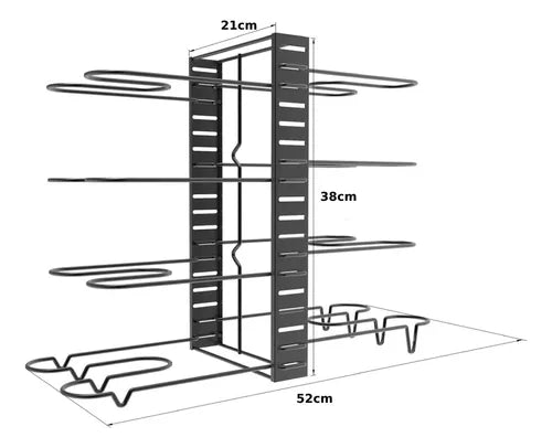 Organizador de ollas y sartenes de ocho niveles - Mide 42 cms y es antideslizante💥HOY 50% DCTO