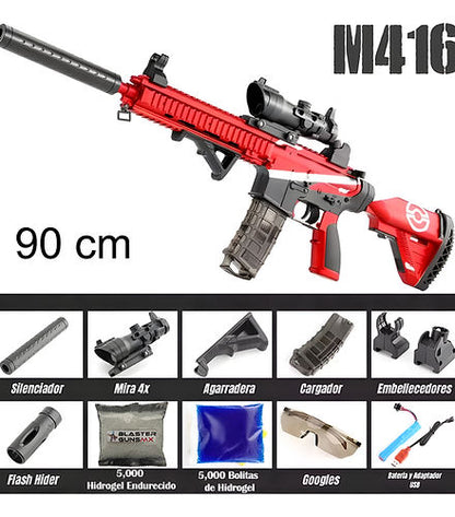 Rifle M416 realista de Hidrogel con Mirador telescópico y silenciador🎁 GRATIS Accesorios adicionales y 5.000 Municiones de Hidrogel