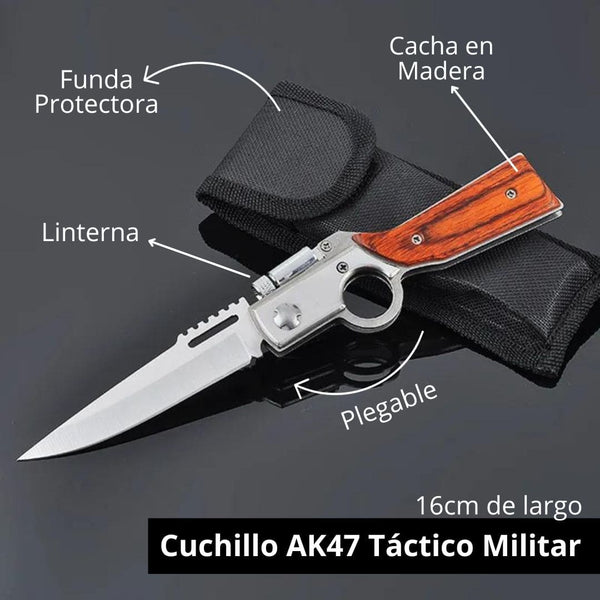 Cuchillo táctico militar AK47: plegable y con linterna💥Paga 1 Y LLEVA EL SEGUNDO GRATIS