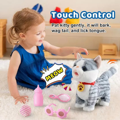 Gatico realista con control remoto para niños - Camina, maúlla y reproduce música💥HOY CON 50% DCTO